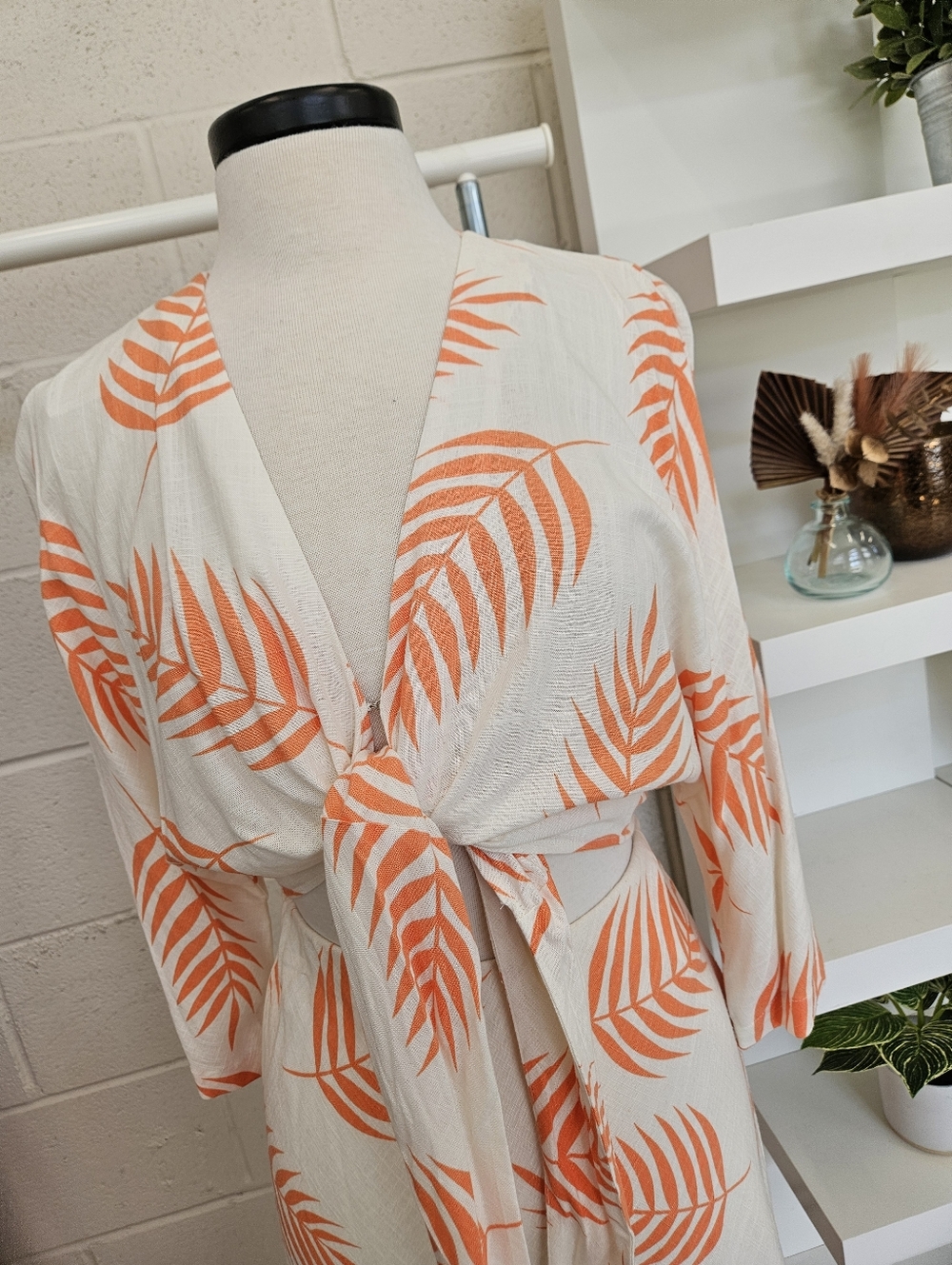 Tropical Leaf Batwing Knot Top